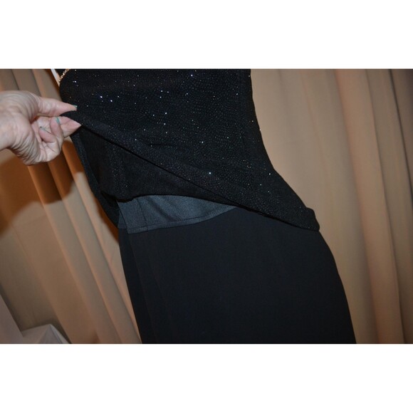 Vintage Black One Piece Pallazzo with Peplum Sparkle Top and Sheer Layover - Picture 3 of 8